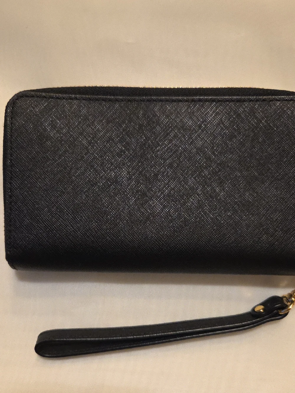 Michael Kors Black Zip-Around‎ Wristlet with Gold Hardware
